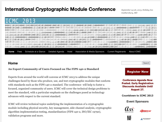 The first ICMC website from 2013.